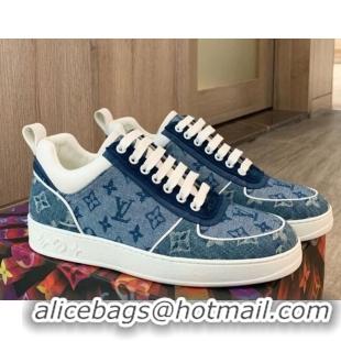 Grade Quality Louis Vuitton Trainer Denim Low-Top Sneakers Blue 80727