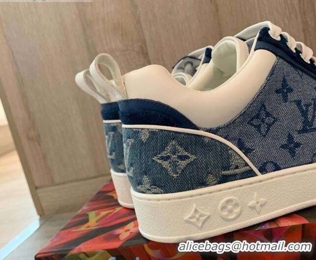 Grade Quality Louis Vuitton Trainer Denim Low-Top Sneakers Blue 80727