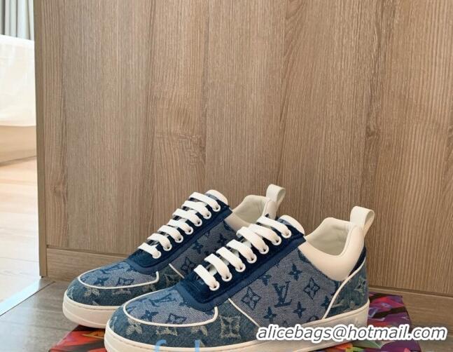 Grade Quality Louis Vuitton Trainer Denim Low-Top Sneakers Blue 80727