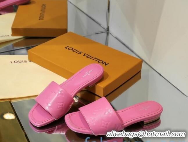 Hot Style Louis Vuitton Monogram Embossed Calfskin Flat Slide Sandals 81707 Pink