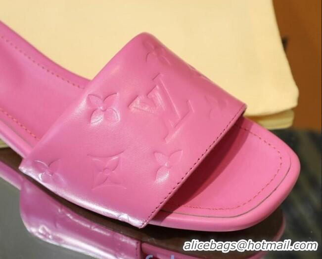 Hot Style Louis Vuitton Monogram Embossed Calfskin Flat Slide Sandals 81707 Pink