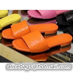 Good Quality Louis Vuitton Monogram Embossed Calfskin Flat Slide Sandals 81707 Orange