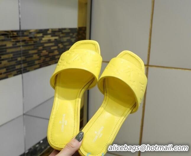 Lowest Price Louis Vuitton Monogram Embossed Calfskin Flat Slide Sandals 81707 Yellow