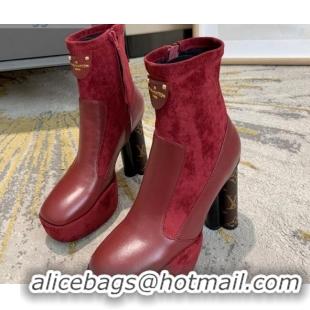 Classic Hot Louis Vuitton Podium Platform Ankle Boots 81728 Burgundy