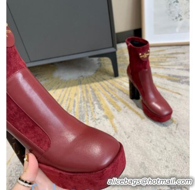 Classic Hot Louis Vuitton Podium Platform Ankle Boots 81728 Burgundy