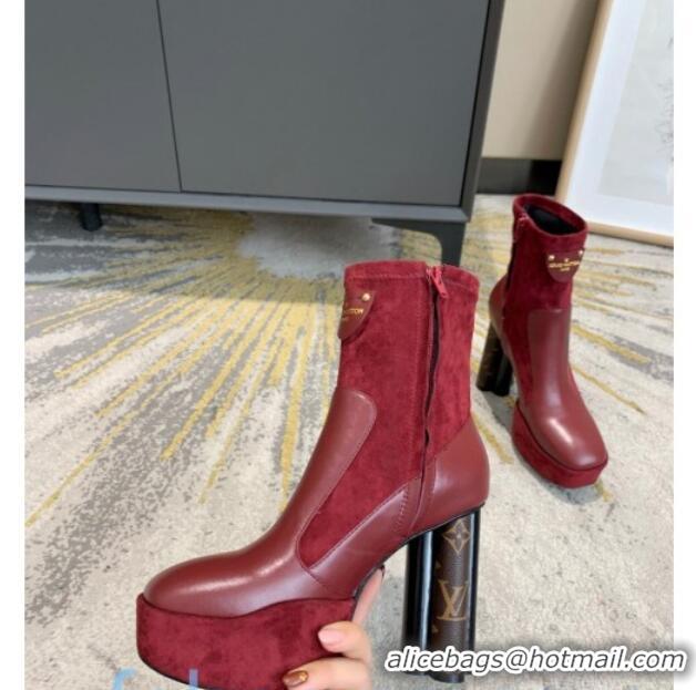 Classic Hot Louis Vuitton Podium Platform Ankle Boots 81728 Burgundy