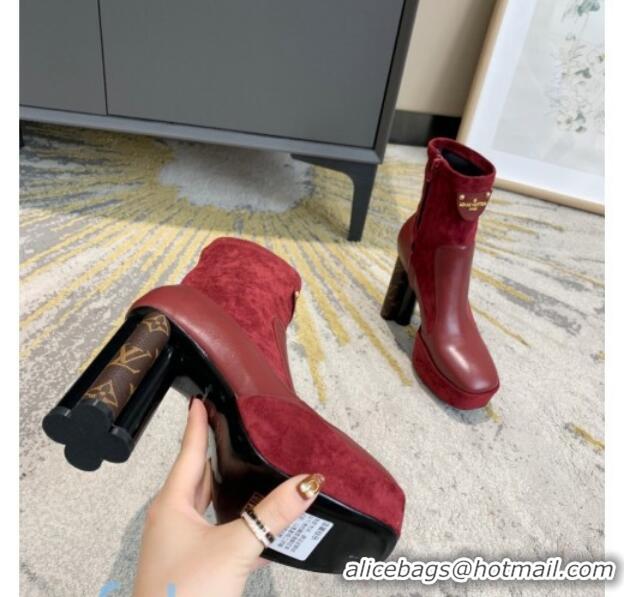 Classic Hot Louis Vuitton Podium Platform Ankle Boots 81728 Burgundy