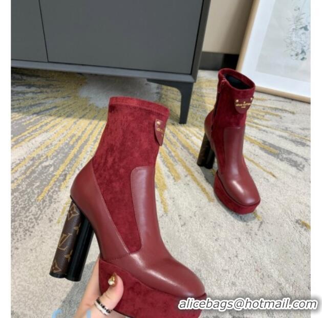 Classic Hot Louis Vuitton Podium Platform Ankle Boots 81728 Burgundy