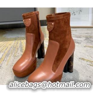 Top Grade Louis Vuitton Podium Platform Ankle Boots 81728 Brown