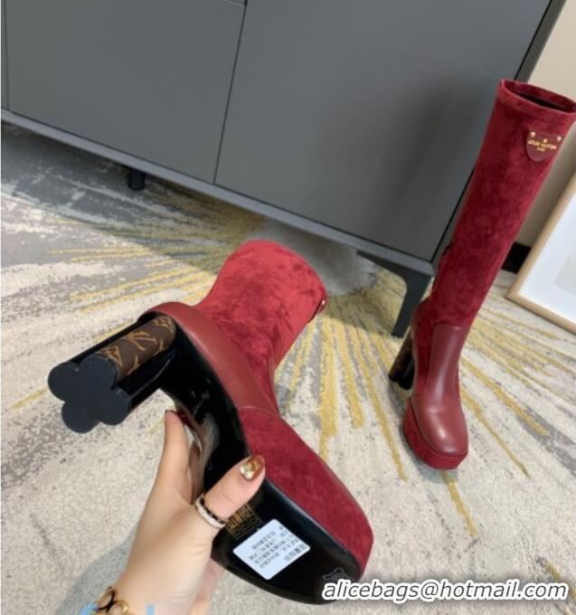 Stylish Louis Vuitton Podium Platform High Boots 81731 Burgundy