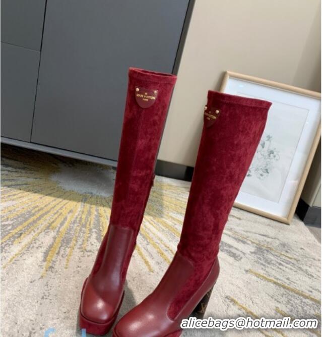 Stylish Louis Vuitton Podium Platform High Boots 81731 Burgundy