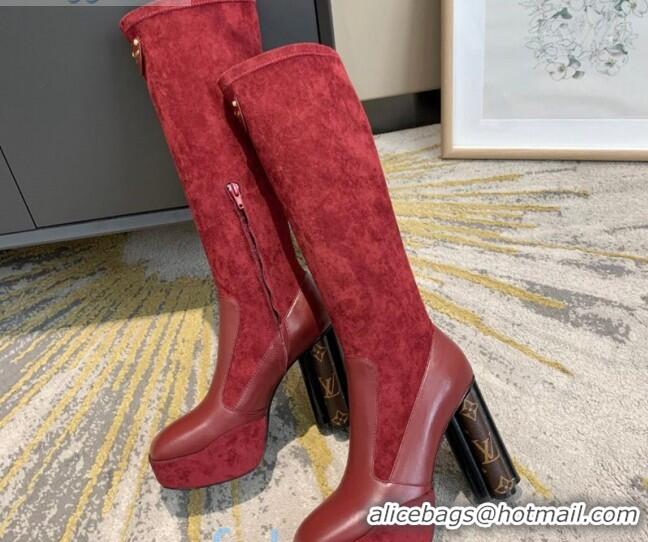 Stylish Louis Vuitton Podium Platform High Boots 81731 Burgundy