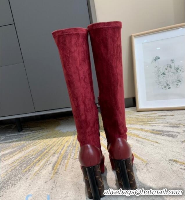 Stylish Louis Vuitton Podium Platform High Boots 81731 Burgundy