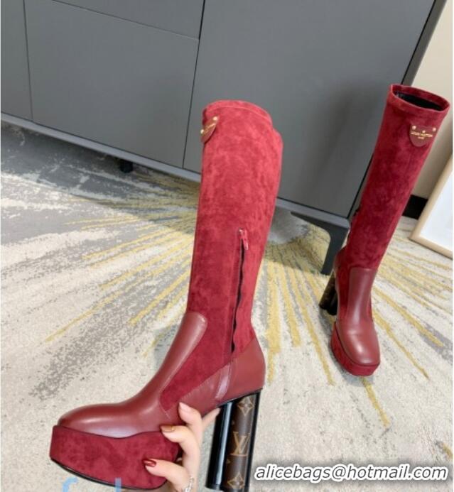 Stylish Louis Vuitton Podium Platform High Boots 81731 Burgundy