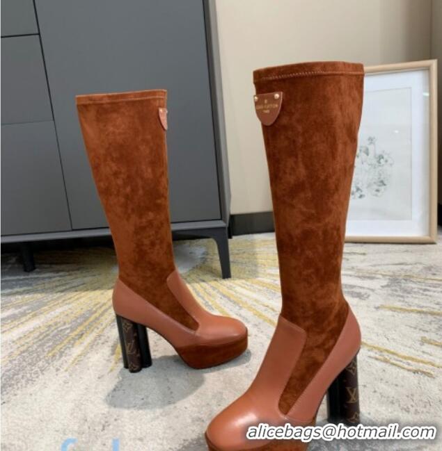 Good Quality Louis Vuitton Podium Platform High Boots 81731 Brown