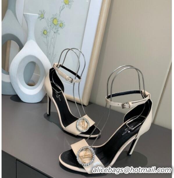 Popular Style Louis Vuitton Madeleine Patent Leather LV Circle High Heel Sandals 81737 White