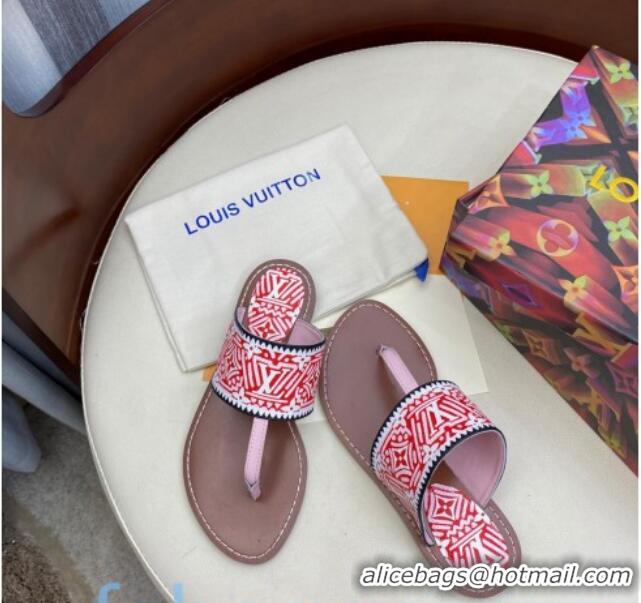 Elegant Louis Vuitton LV Crafty Flat Thong Sandals 83111 Red/White