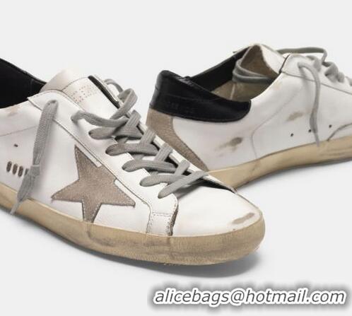 Discount Golden Goose GGDB Super-Star Sneakers With Black Heel Tab And Metal Stud Lettering GGBD32