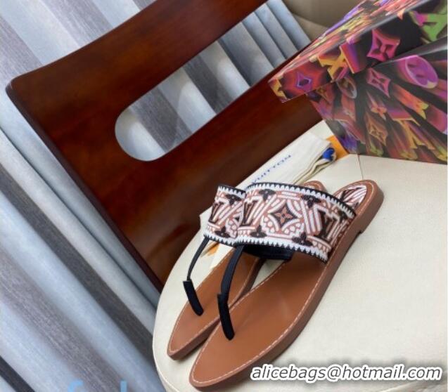 Top Design Louis Vuitton LV Crafty Flat Thong Sandals 83111 Brown