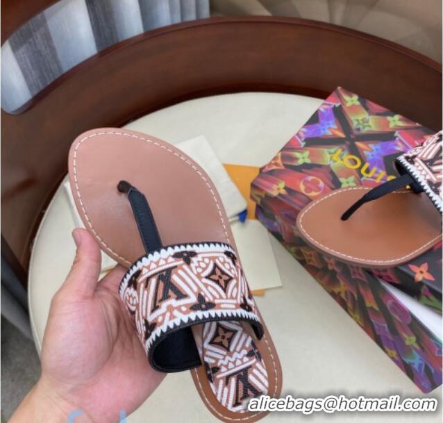 Top Design Louis Vuitton LV Crafty Flat Thong Sandals 83111 Brown