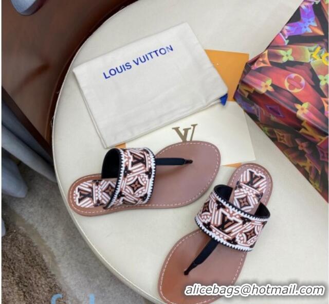 Top Design Louis Vuitton LV Crafty Flat Thong Sandals 83111 Brown