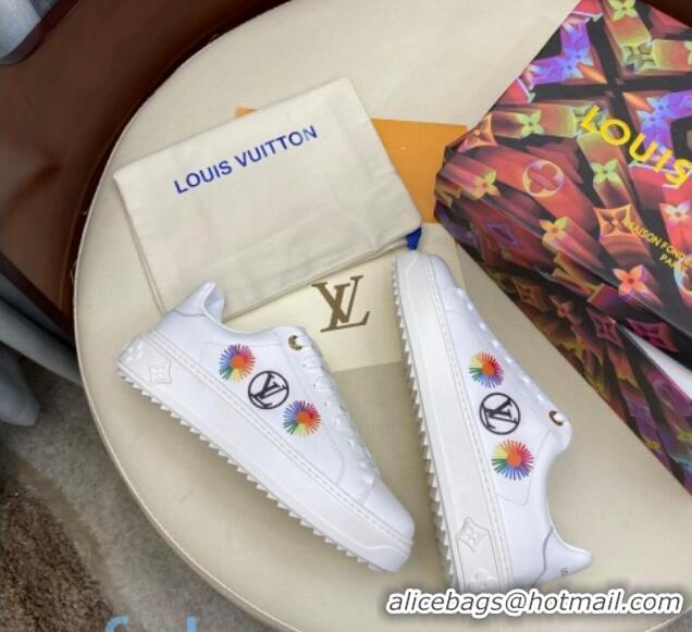 Perfect Louis Vuitton Time Out Sneakers in Printed Silky Calfskin 83114 White 01 2020