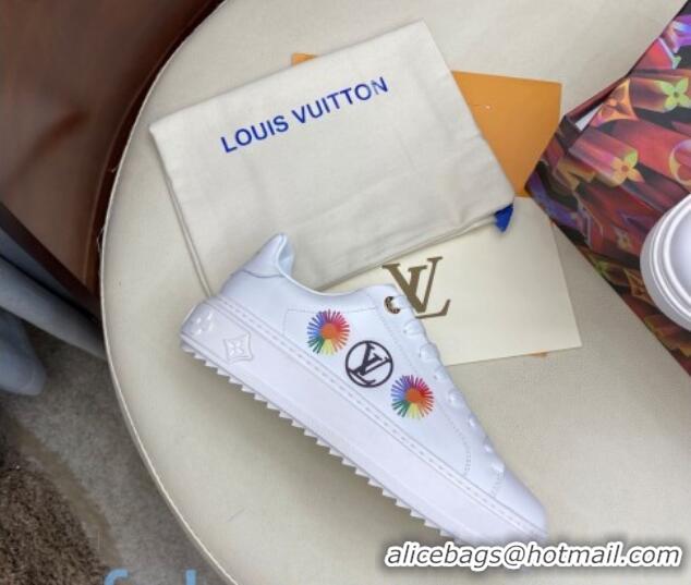 Perfect Louis Vuitton Time Out Sneakers in Printed Silky Calfskin 83114 White 01 2020