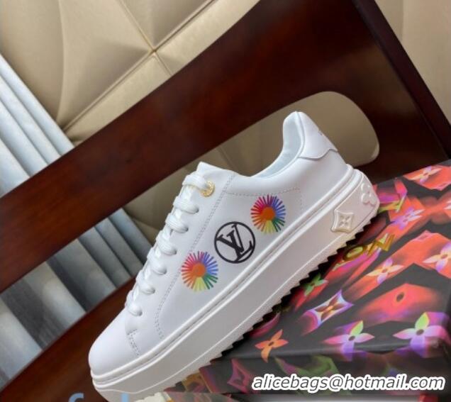 Perfect Louis Vuitton Time Out Sneakers in Printed Silky Calfskin 83114 White 01 2020