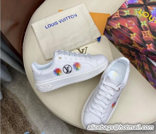 Perfect Louis Vuitton Time Out Sneakers in Printed Silky Calfskin 83114 White 01 2020