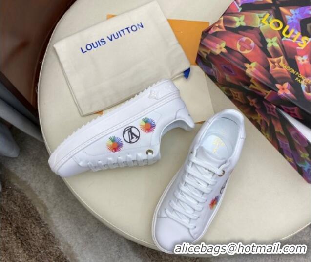 Perfect Louis Vuitton Time Out Sneakers in Printed Silky Calfskin 83114 White 01 2020