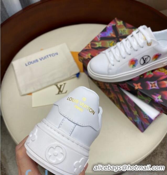 Perfect Louis Vuitton Time Out Sneakers in Printed Silky Calfskin 83114 White 01 2020