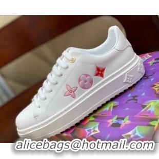 Top Quality Louis Vuitton Time Out Sneakers in Printed Silky Calfskin 83115 White 01 2020