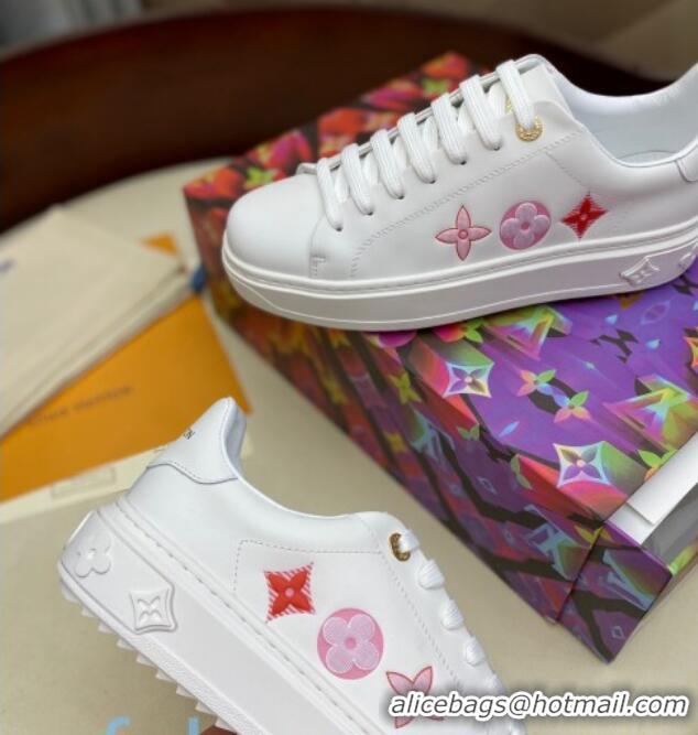 Top Quality Louis Vuitton Time Out Sneakers in Printed Silky Calfskin 83115 White 01 2020