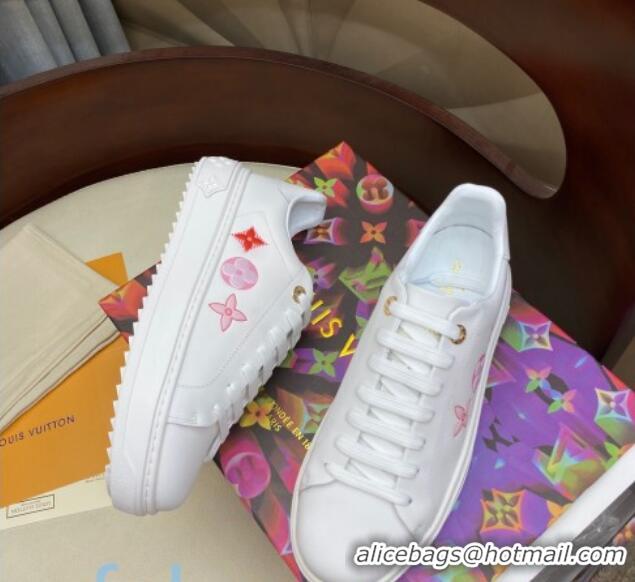 Top Quality Louis Vuitton Time Out Sneakers in Printed Silky Calfskin 83115 White 01 2020