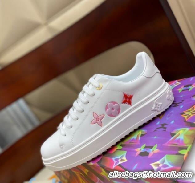 Top Quality Louis Vuitton Time Out Sneakers in Printed Silky Calfskin 83115 White 01 2020