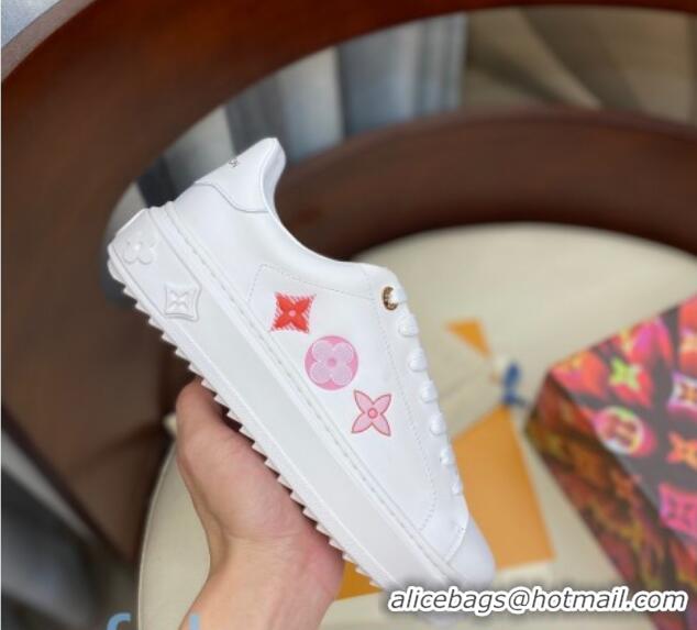 Top Quality Louis Vuitton Time Out Sneakers in Printed Silky Calfskin 83115 White 01 2020