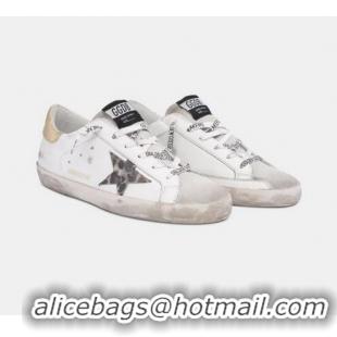 Fashion Golden Goose GGDB White Super-Star Sneakers With Leopard-print Star GGBD33