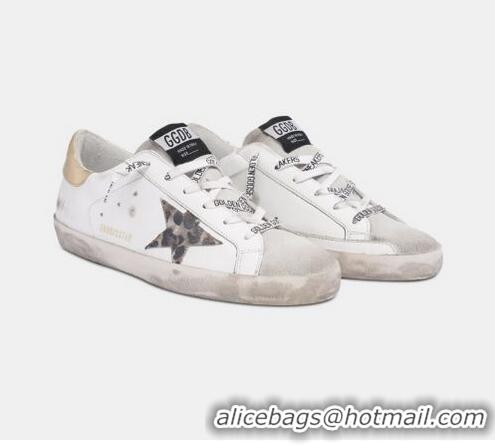 Fashion Golden Goose GGDB White Super-Star Sneakers With Leopard-print Star GGBD33