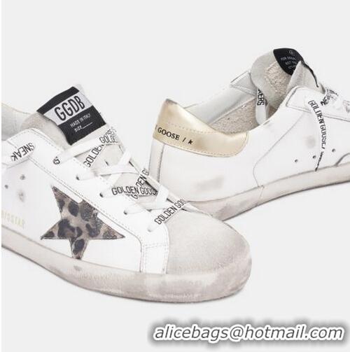 Fashion Golden Goose GGDB White Super-Star Sneakers With Leopard-print Star GGBD33