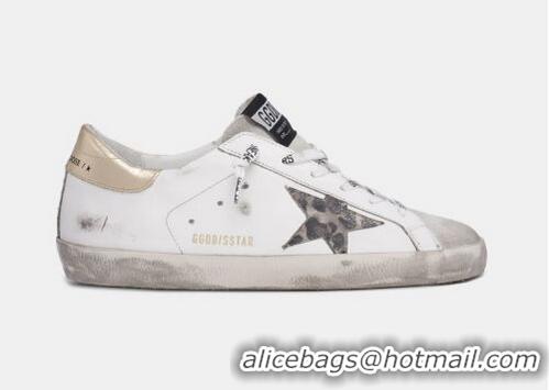 Fashion Golden Goose GGDB White Super-Star Sneakers With Leopard-print Star GGBD33