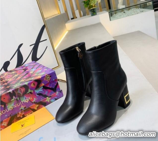 Sumptuous Louis Vuitton Bliss Ankle Boots with LV Band Heel 83130 Black/Gold 2020