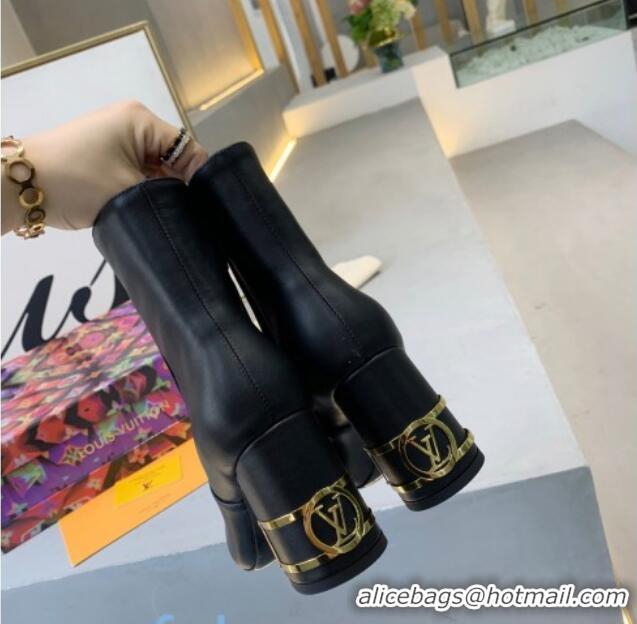 Sumptuous Louis Vuitton Bliss Ankle Boots with LV Band Heel 83130 Black/Gold 2020