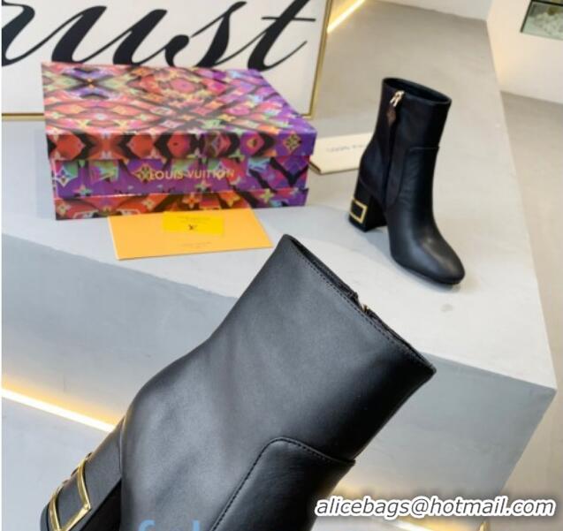 Sumptuous Louis Vuitton Bliss Ankle Boots with LV Band Heel 83130 Black/Gold 2020