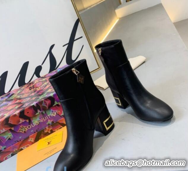 Sumptuous Louis Vuitton Bliss Ankle Boots with LV Band Heel 83130 Black/Gold 2020