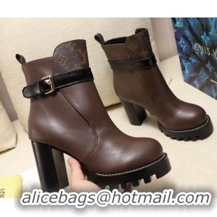 Hot Style Louis Vuitton Star Trail Buckle Strap Ankle Boots 83131 Dark Brown 2020