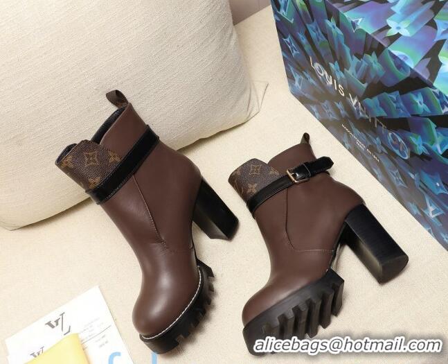 Hot Style Louis Vuitton Star Trail Buckle Strap Ankle Boots 83131 Dark Brown 2020