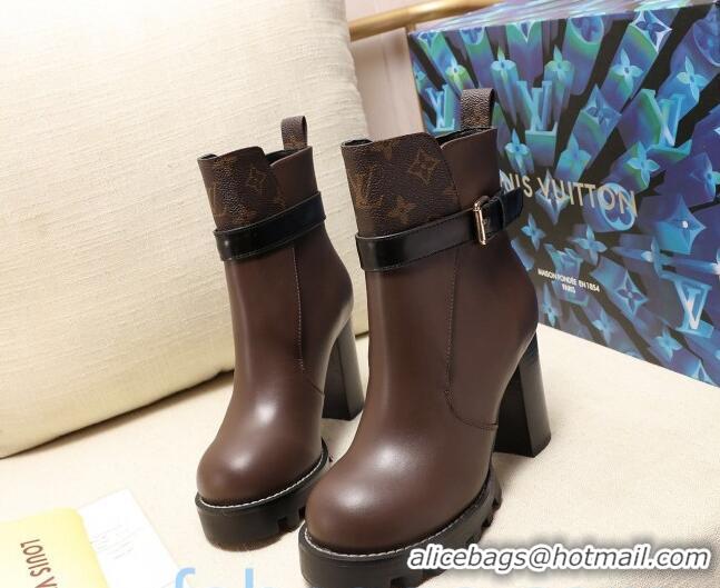 Hot Style Louis Vuitton Star Trail Buckle Strap Ankle Boots 83131 Dark Brown 2020