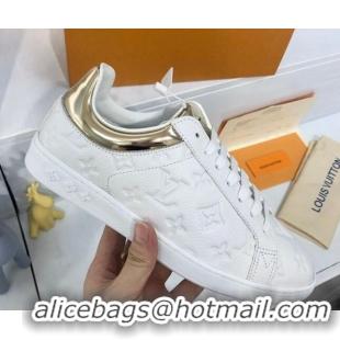 Discount Louis Vuitton Luxembourg Sneakers in Monogram Embossed Leather 83134 White/Gold 2020