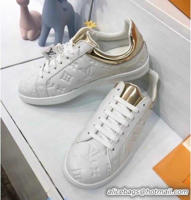 Discount Louis Vuitton Luxembourg Sneakers in Monogram Embossed Leather 83134 White/Gold 2020