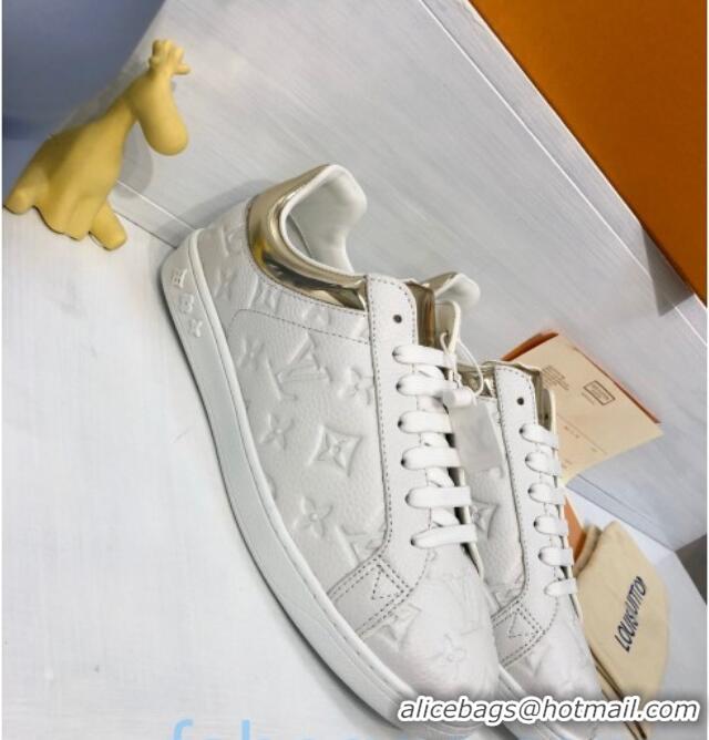 Discount Louis Vuitton Luxembourg Sneakers in Monogram Embossed Leather 83134 White/Gold 2020